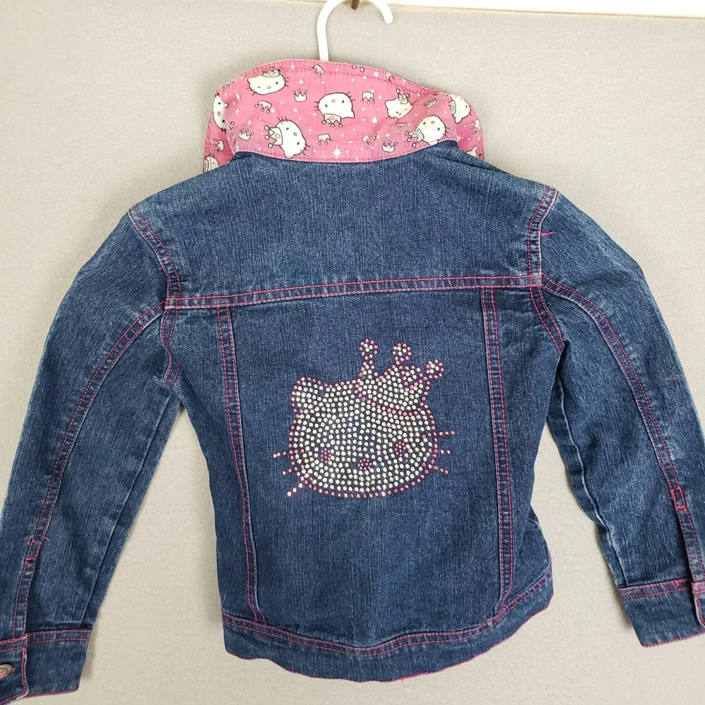 Sanrio Hello Kitty‎ Kids Size 5 Bedazzled Jean Jacket Retro Anime Gamer Girl